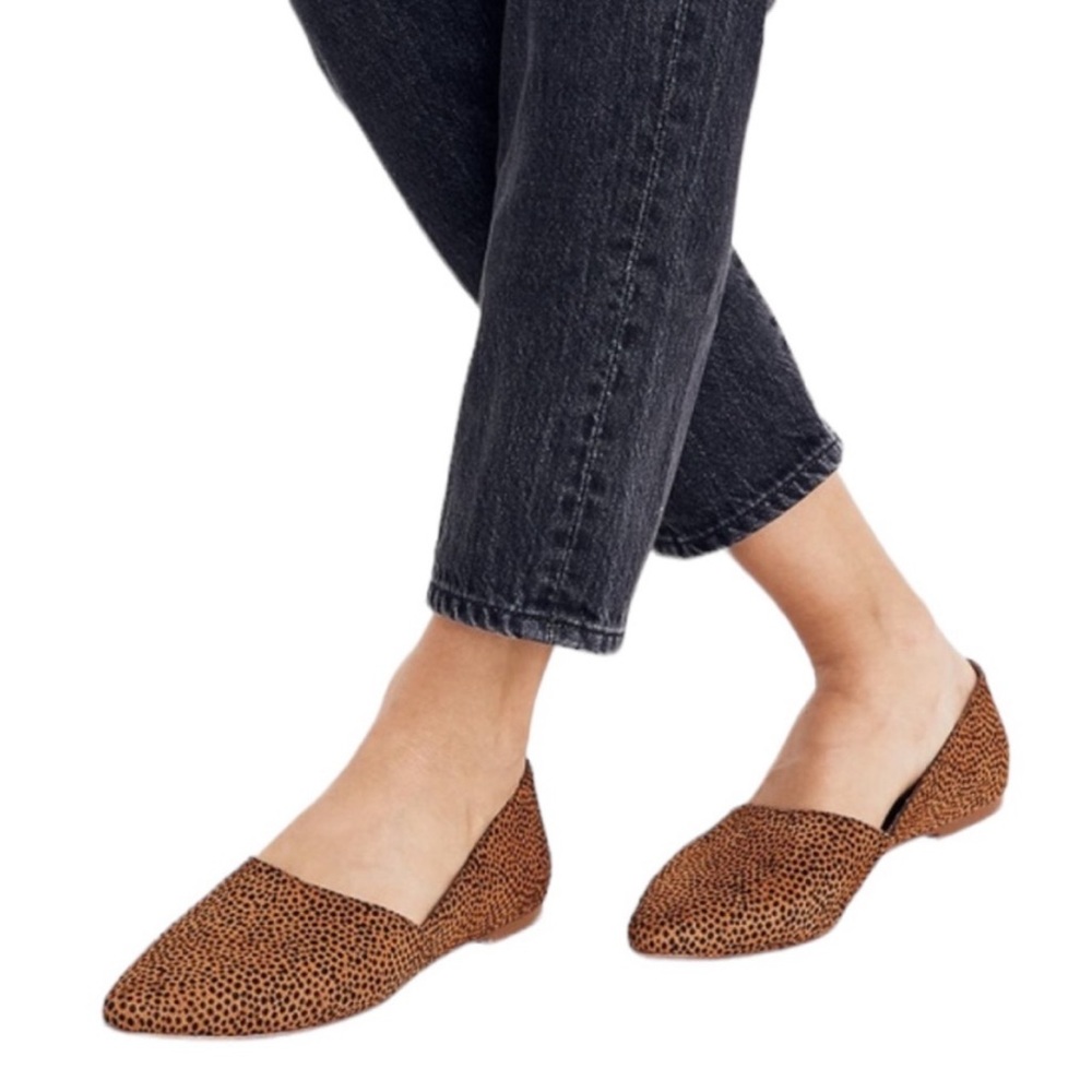 Madewell The Lizbeth Tan Dotted Calf Hair Slip On Flat Shoes